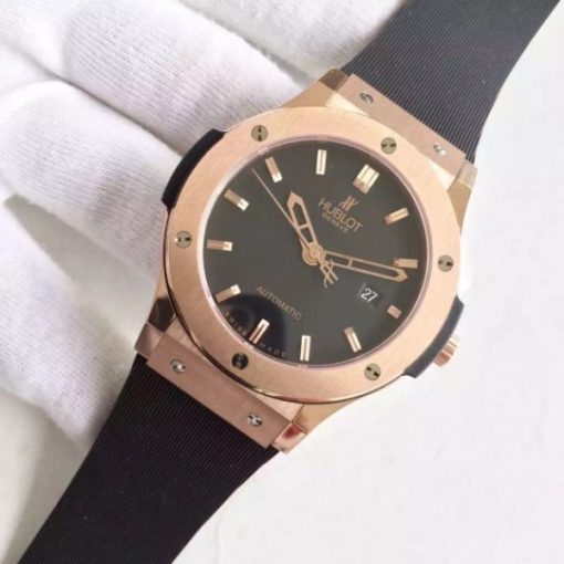 Replica Hublot Big Bang Classic Fusion RG Black Dial Rubber Strap RG Bezel Black A2824 - Image 2