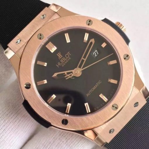 Replica Hublot Big Bang Classic Fusion RG Black Dial Rubber Strap RG Bezel Black A2824 - Image 3