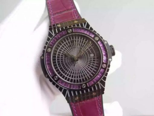 Replica Hublot Big Bang 41mm Tutti Frutti Maroon Caviar on Gummy Strap A2824 - Image 2