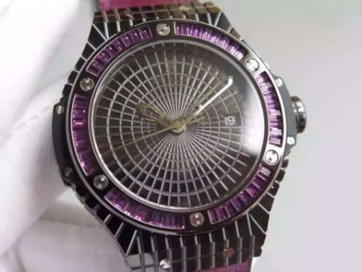 Replica Hublot Big Bang 41mm Tutti Frutti Maroon Caviar on Gummy Strap A2824 - Image 3