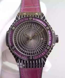 Replica Hublot Big Bang 41mm Tutti Frutti Maroon Caviar on Gummy Strap A2824