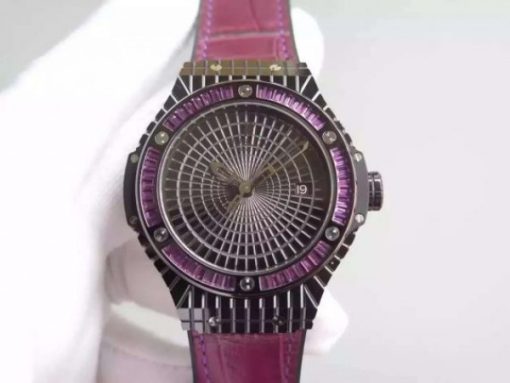 Replica Hublot Big Bang 41mm Tutti Frutti Maroon Caviar on Gummy Strap A2824