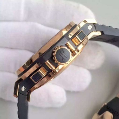 Replica Hublot Big Bang Gold Full Pave Chrono RG Diamonds Dial Black Rubber Strap A7750 - Image 4