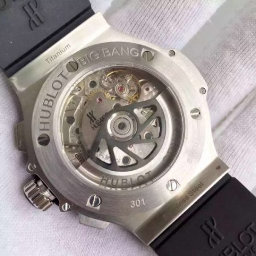 Replica Hublot Big Bang Full Pave Chrono Diamonds Dial Black Rubber Strap A7750 - Image 5