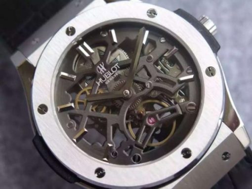 Replica Hublot Classic Fusion Tourbillon 45mm TF Skeleton Dial Black Gummy Strap A23J - Image 2