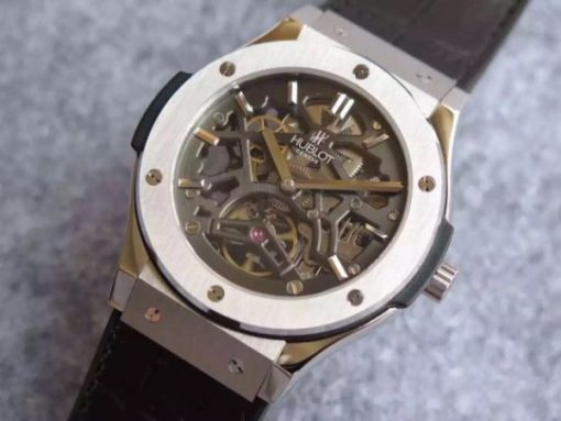 Replica Hublot Classic Fusion Tourbillon 45mm TF Skeleton Dial Black Gummy Strap A23J - Image 3