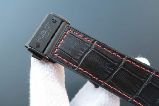 Replica Hublot Classic Fusion Tourbillon 45mm TF Red Bezel Skeleton Dial Black Gummy Strap A23J - Image 6