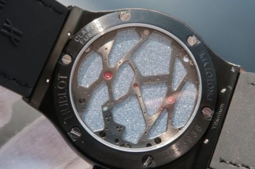 Replica Hublot Classic Fusion Tourbillon 45mm TF PVD Purple Skeleton Dial Black Gummy Strap A23J - Image 5