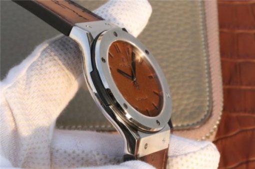 Replica Hublot Classic Fusion 45mm SS Berluti Scritto Brown Leather Dial Gummy Strap A2892 - Image 4