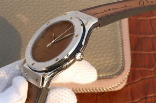 Replica Hublot Classic Fusion 45mm SS Berluti Scritto Brown Leather Dial Gummy Strap A2892 - Image 5