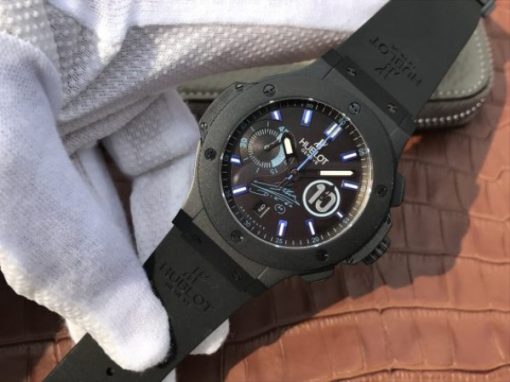 Replica Hublot Big Bang Full Ceramic Maradona Limited Edition Black Gummy Strap A7750 - Image 2