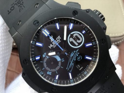 Replica Hublot Big Bang Full Ceramic Maradona Limited Edition Black Gummy Strap A7750 - Image 3