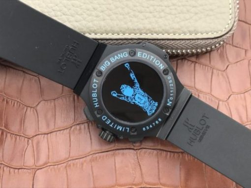 Replica Hublot Big Bang Full Ceramic Maradona Limited Edition Black Gummy Strap A7750 - Image 6