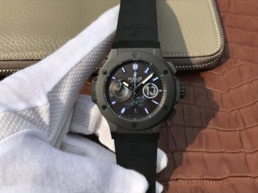 Replica Hublot Big Bang Full Ceramic Maradona Limited Edition Black Gummy Strap A7750