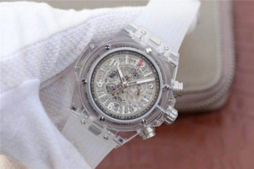 Replica Hublot Big Bang Unico Sapphire Plastic Case Skeleton Dial White Rubber Strap Jap Quartz - Image 2