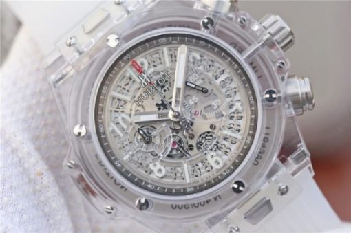 Replica Hublot Big Bang Unico Sapphire Plastic Case Skeleton Dial White Rubber Strap Jap Quartz - Image 3