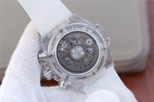 Replica Hublot Big Bang Unico Sapphire Plastic Case Skeleton Dial White Rubber Strap Jap Quartz - Image 11
