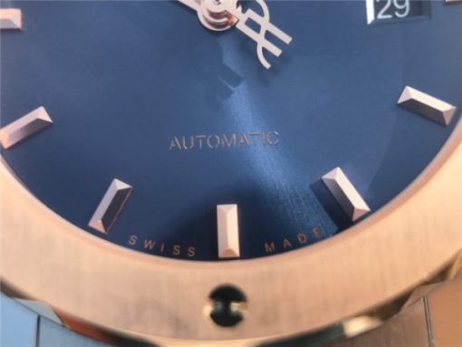 Replica Hublot Classic Fusion 42mm RG JJF Blue Dial Blue Gummy Strap A2892 - Image 5