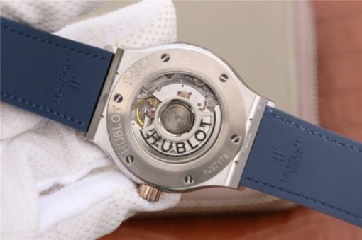Replica Hublot Classic Fusion 42mm RG JJF Blue Dial Blue Gummy Strap A2892 - Image 8