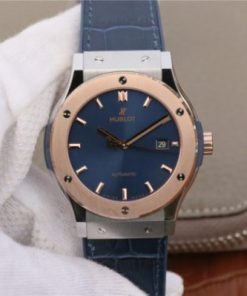 Replica Hublot Classic Fusion 42mm RG JJF Blue Dial Blue Gummy Strap A2892