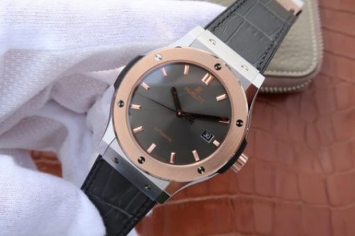 Replica Hublot Classic Fusion 42mm RG JJF Gray Dial Gray Gummy Strap A2892 - Image 2