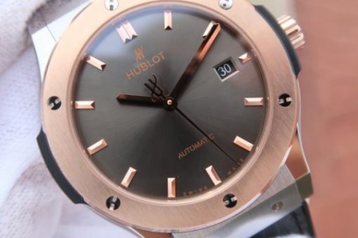Replica Hublot Classic Fusion 42mm RG JJF Gray Dial Gray Gummy Strap A2892 - Image 3