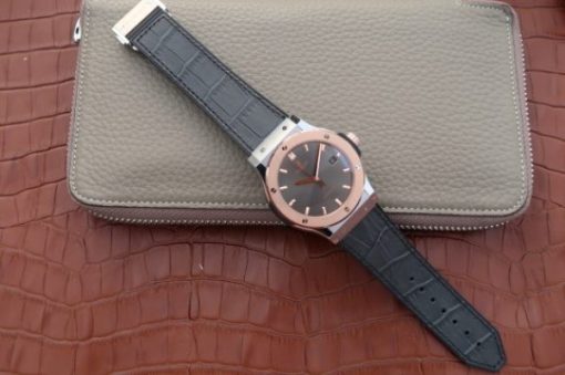 Replica Hublot Classic Fusion 42mm RG JJF Gray Dial Gray Gummy Strap A2892 - Image 8