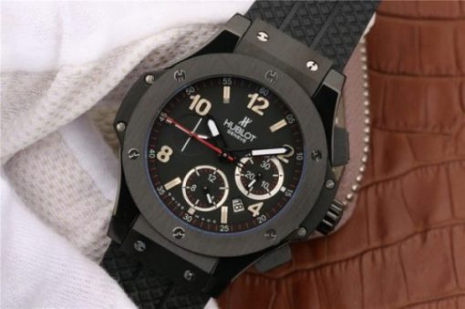 Replica Hublot Big Bang 44mm Full Ceramic Black Dial Black Rubber Strap HUB4100 - Image 2