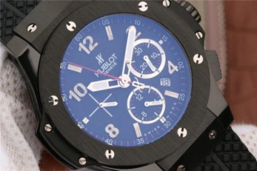 Replica Hublot Big Bang 44mm Full Ceramic Black Dial Black Rubber Strap HUB4100 - Image 3