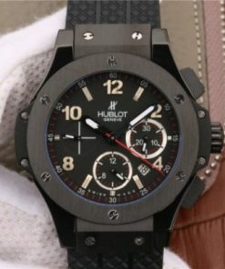 Replica Hublot Big Bang 44mm Full Ceramic Black Dial Black Rubber Strap HUB4100