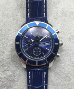 Replica Breitling Super Ocean Heritage Chrono SS Blue Dial SS Leather Strap A7750