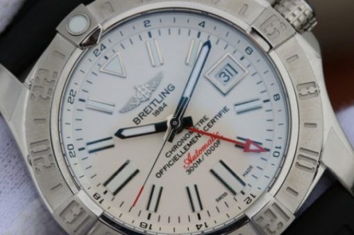 Replica Breitling Avenger GMT SS GF White Dial Black rubber Strap A2836 - Image 2