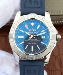 Replica Breitling Avenger GMT SS GF Blue Dial Blue rubber Strap A2836