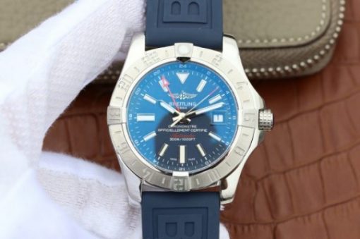 Replica Breitling Avenger GMT SS GF Blue Dial Blue rubber Strap A2836