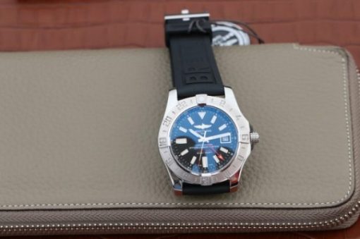 Replica Breitling Avenger GMT SS GF Black Dial On Black Rubber Strap A2836 - Image 8