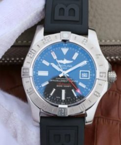 Replica Breitling Avenger GMT SS GF Black Dial On Black Rubber Strap A2836