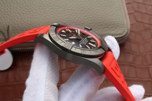 Replica Breitling Avenger GMT PVD GF Carbon Fiber Dial Red Rubber Strap A2836 - Image 5