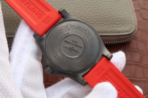 Replica Breitling Avenger GMT PVD GF Carbon Fiber Dial Red Rubber Strap A2836 - Image 6