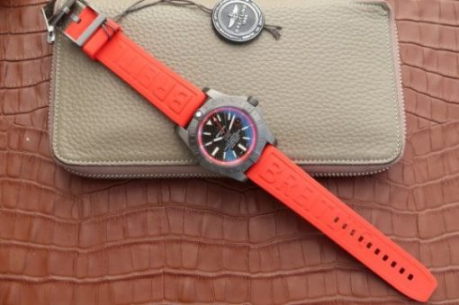 Replica Breitling Avenger GMT PVD GF Carbon Fiber Dial Red Rubber Strap A2836 - Image 8