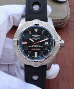 Replica Breitling Avenger II Seawolf SS GF Black Dial Black Rubber Strap A2824