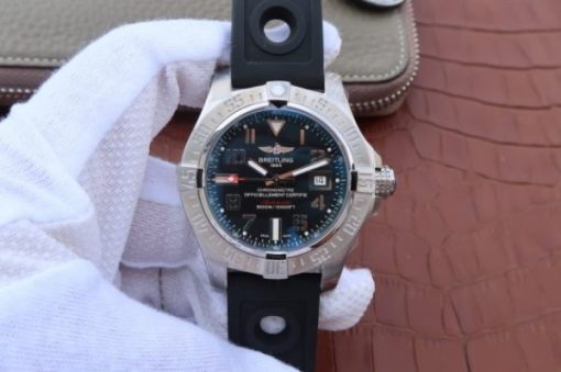 Replica Breitling Avenger II Seawolf SS GF Black Dial Black Rubber Strap A2824