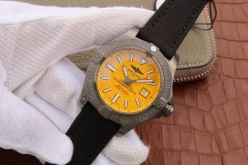 Replica Breitling Avenger II Seawolf PVD GF Yellow Dial Black Nylon Strap A2824 - Image 2