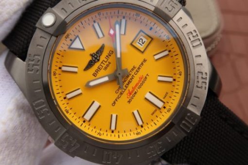 Replica Breitling Avenger II Seawolf PVD GF Yellow Dial Black Nylon Strap A2824 - Image 3