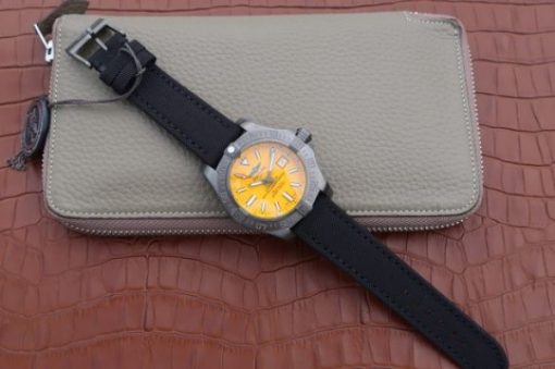 Replica Breitling Avenger II Seawolf PVD GF Yellow Dial Black Nylon Strap A2824 - Image 8