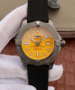 Replica Breitling Avenger II Seawolf PVD GF Yellow Dial Black Nylon Strap A2824