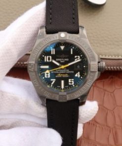 Replica Breitling Avenger II Seawolf PVD GF Black Dial Black Nylon Strap A2824