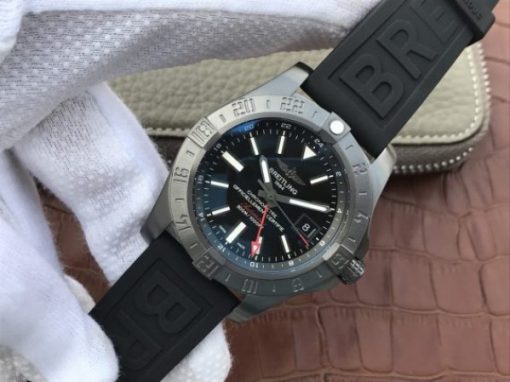Replica Breitling Avenger GMT PVD GF Black Dial Black Rubber Strap A2836 - Image 2
