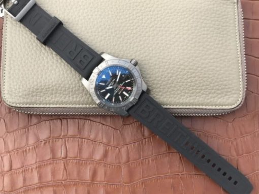 Replica Breitling Avenger GMT PVD GF Black Dial Black Rubber Strap A2836 - Image 8