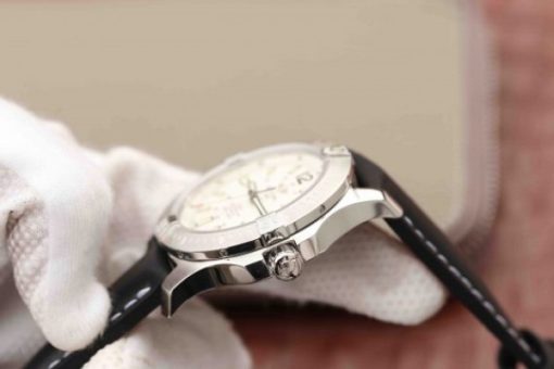 Replica Breitling Colt Automatic 44mm SS GF White Textured Dial on Black Leather Strap A2824 - Image 7