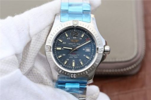 Replica Breitling Colt Automatic 44mm SS GF Blue Textured Dial SS Bracelet A2824